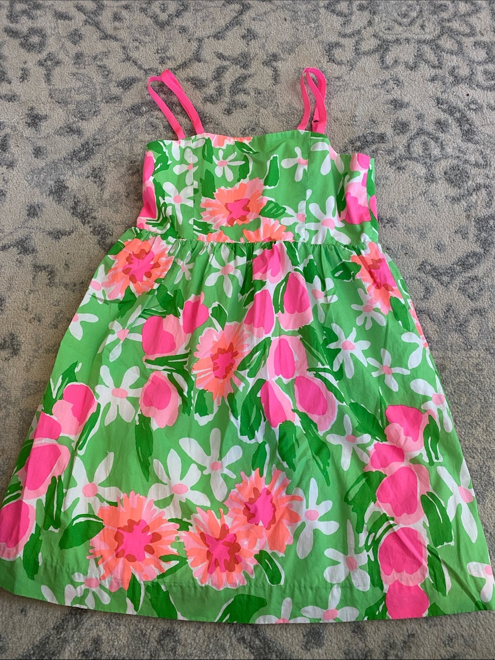 Lilly Pulitzer Green Dress with Pink Floral Print